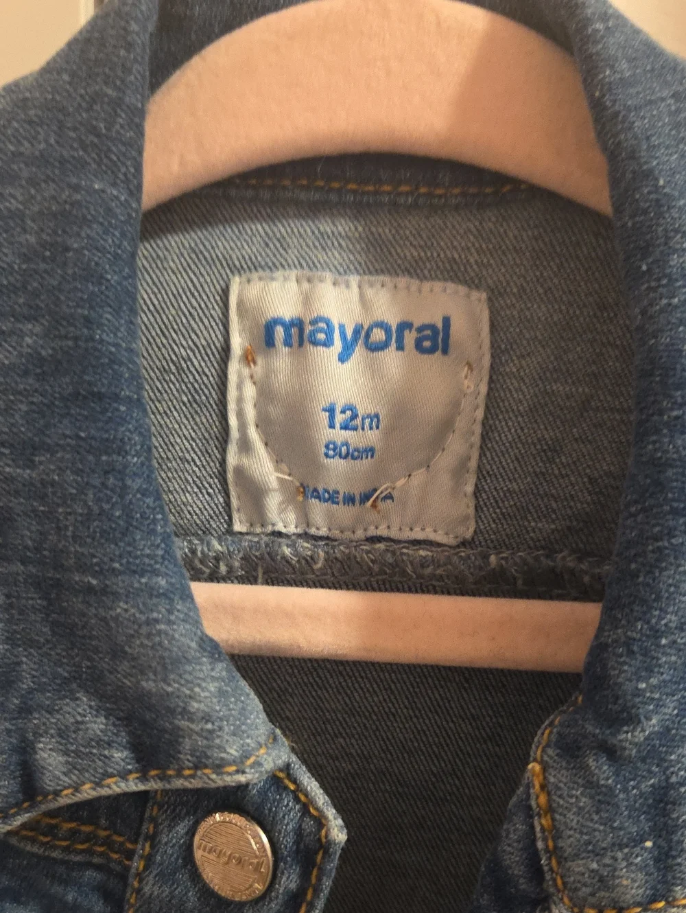 Mayoral Blue Girls Denim Jacket with Peplum Hem